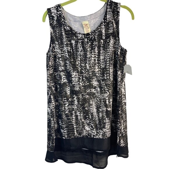 Faded glory tank top shirt high low sheer bottom polyester black large READ new - Picture 1 of 10